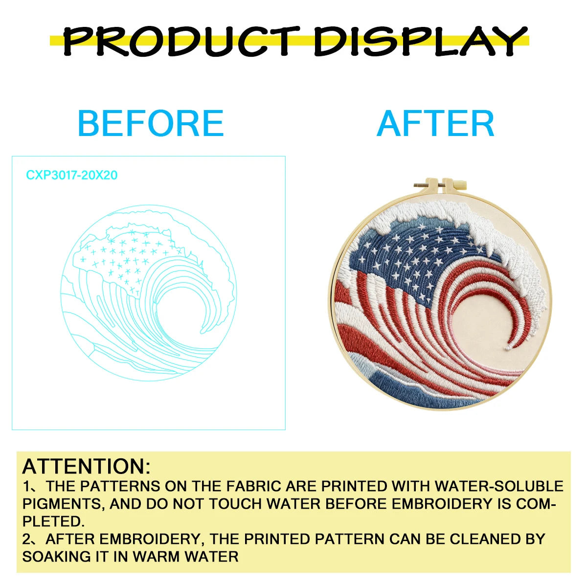 American Flag Wave Embroidery Kit