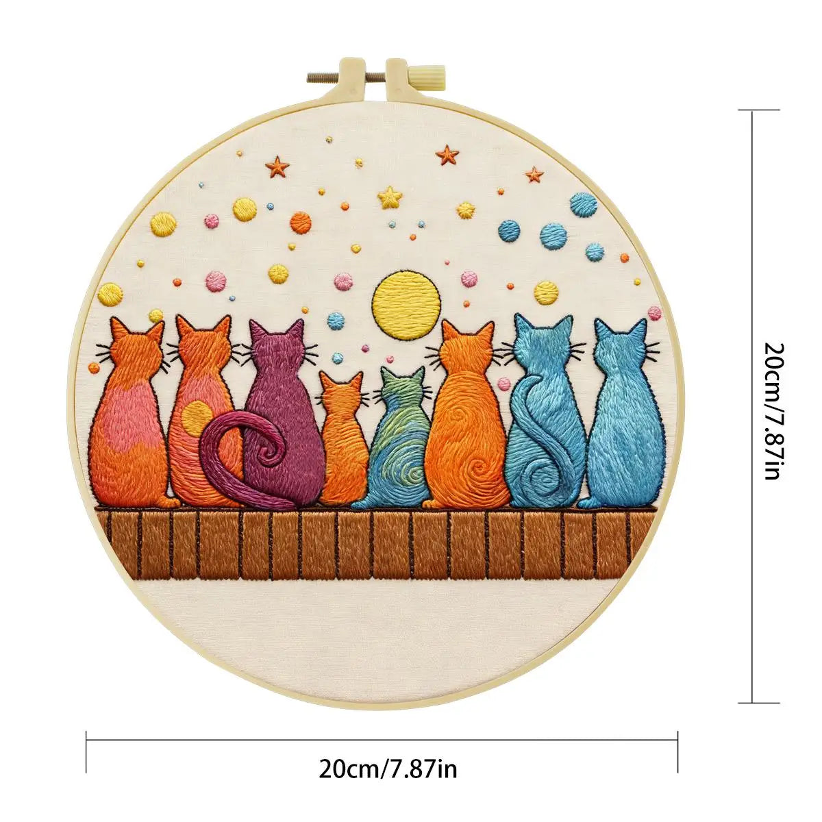 Moonlit Cat Gathering Embroidery Kit 🐈🌙✨