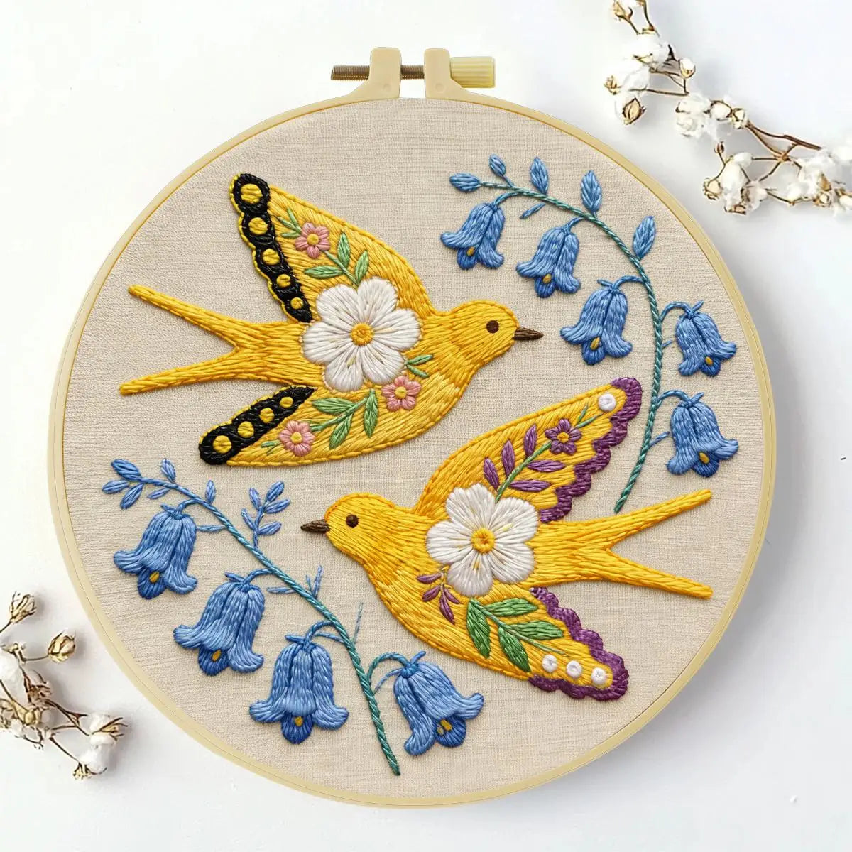 Floral Swallows Embroidery Kit 🕊️🌸