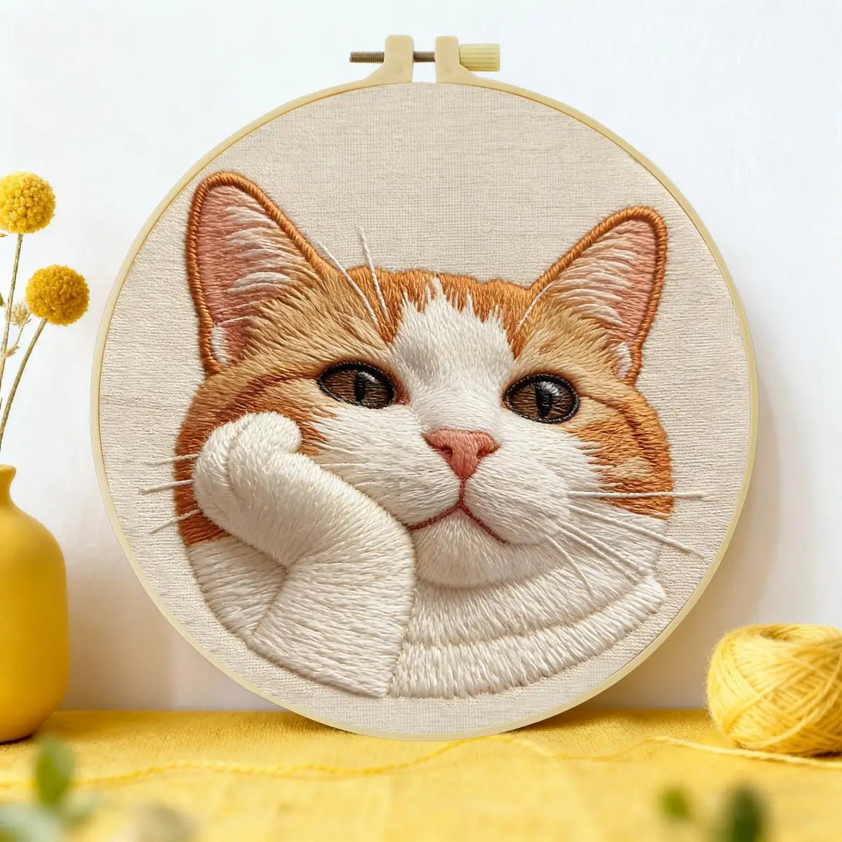 Dreamy Ginger Cat Embroidery Kit