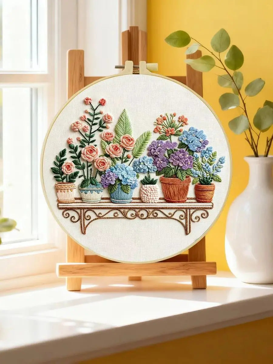 Flower Shelf Embroidery Kit