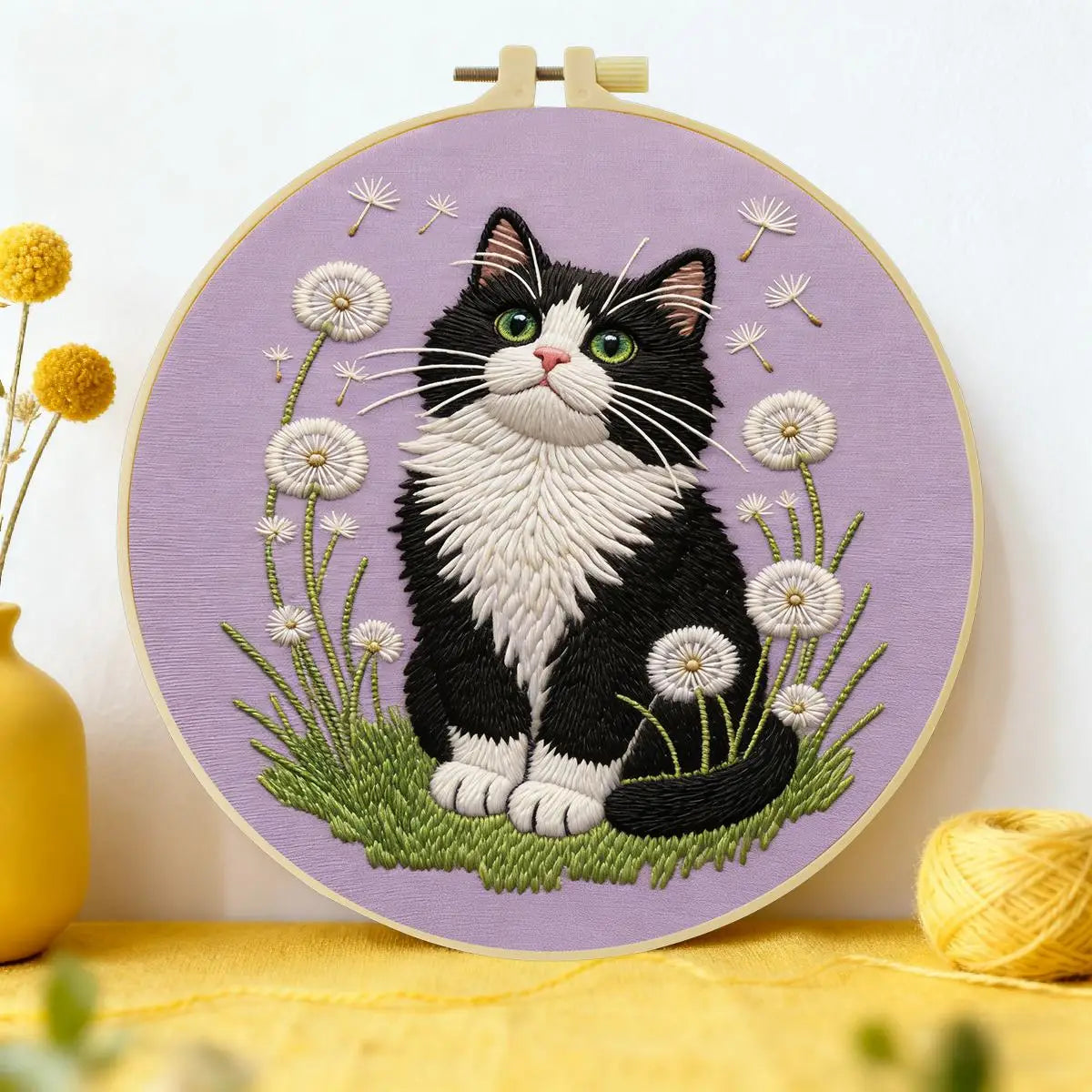 Dandelion Cat Embroidery Kit