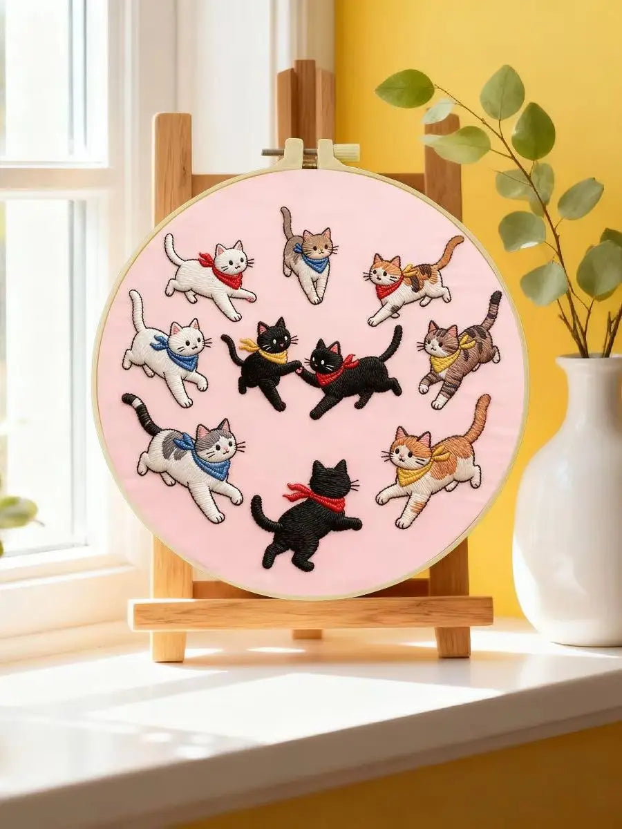Playful Cats Embroidery Kit