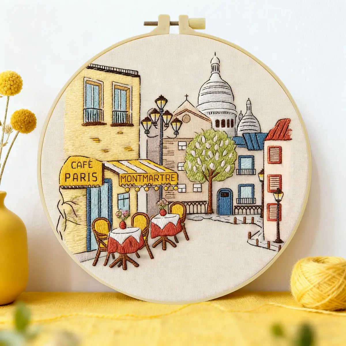 Montmartre Café Embroidery Kit – Paris Street DIY Hand Embroidery Hoop Art Set
