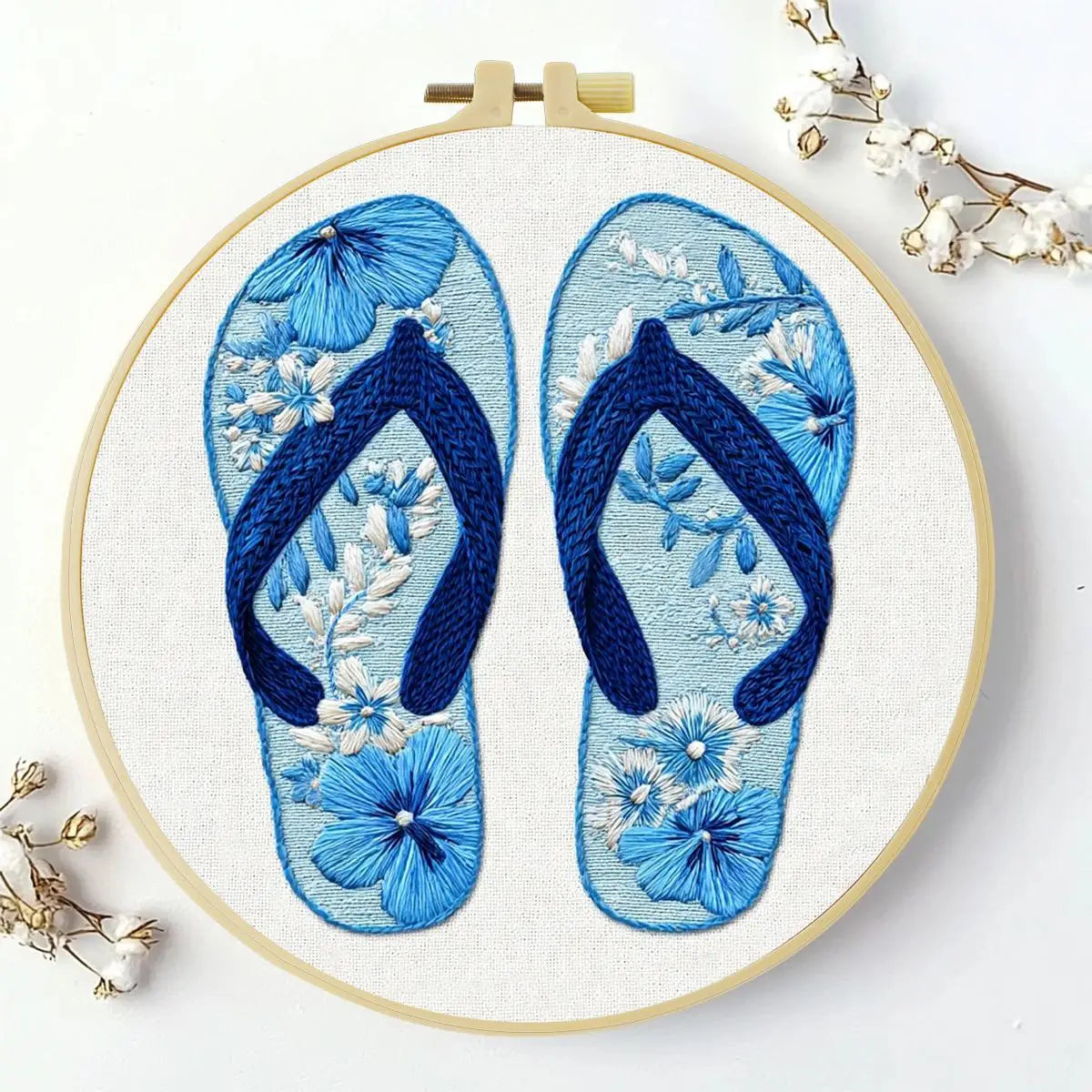 Coastal Blue Flip-Flops Embroidery Kit 🌊🩴