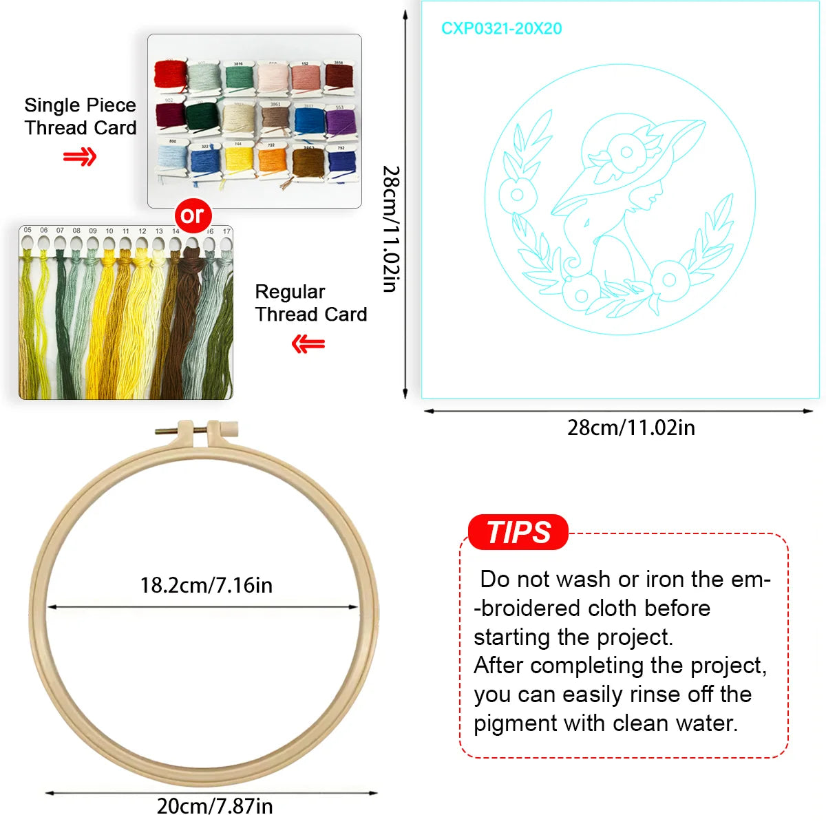 Floral Lady Portrait Hand Embroidery Kit