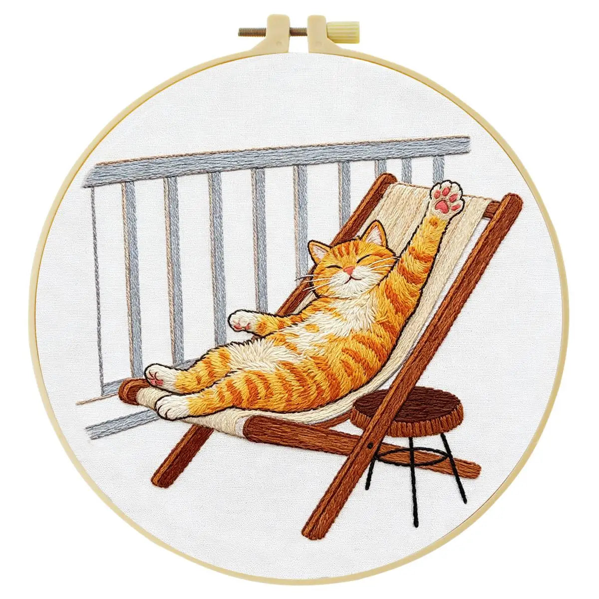 Lazy Summer Cat Embroidery Kit