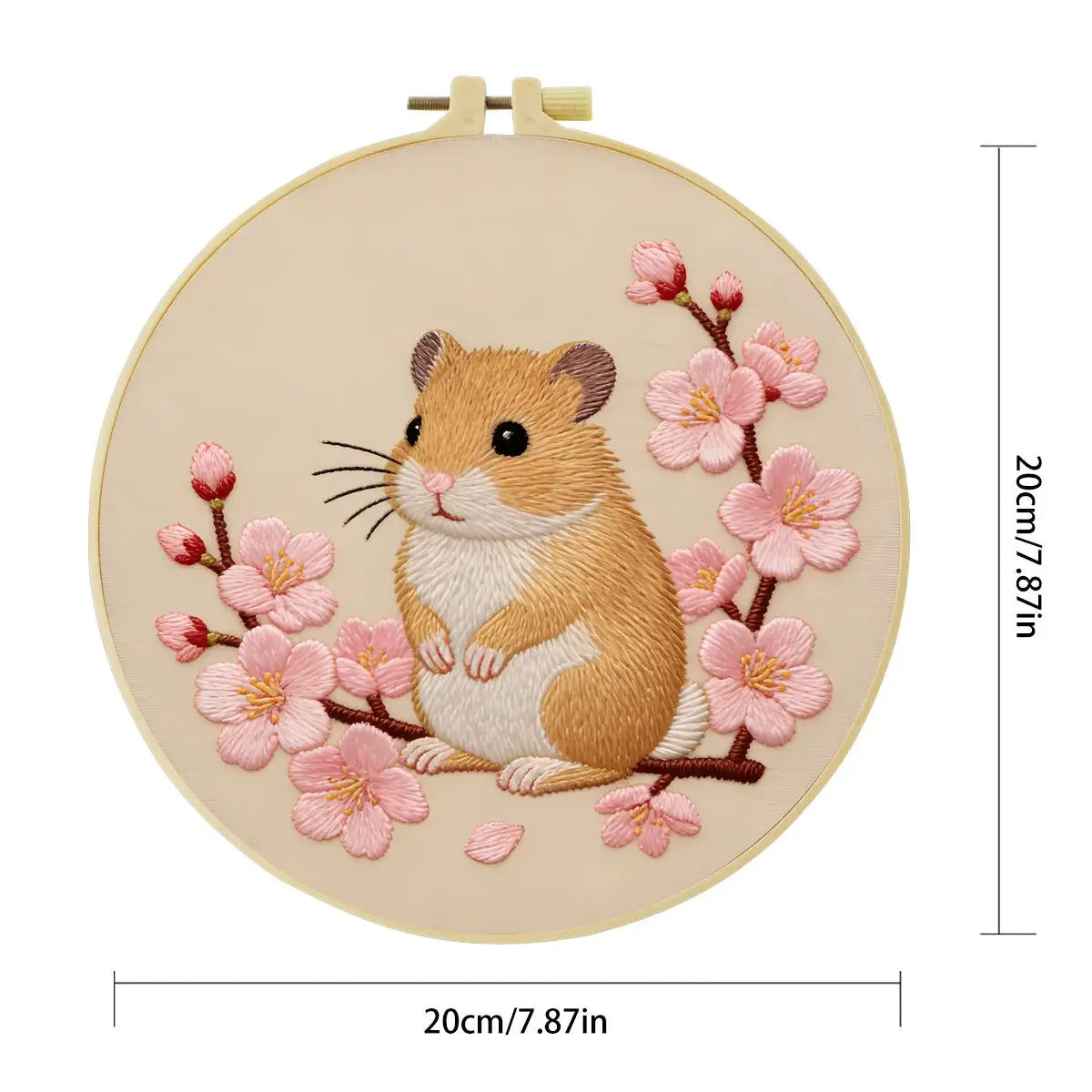 Cherry Blossom Hamster Embroidery Kit – Cute Spring Floral Animal Design