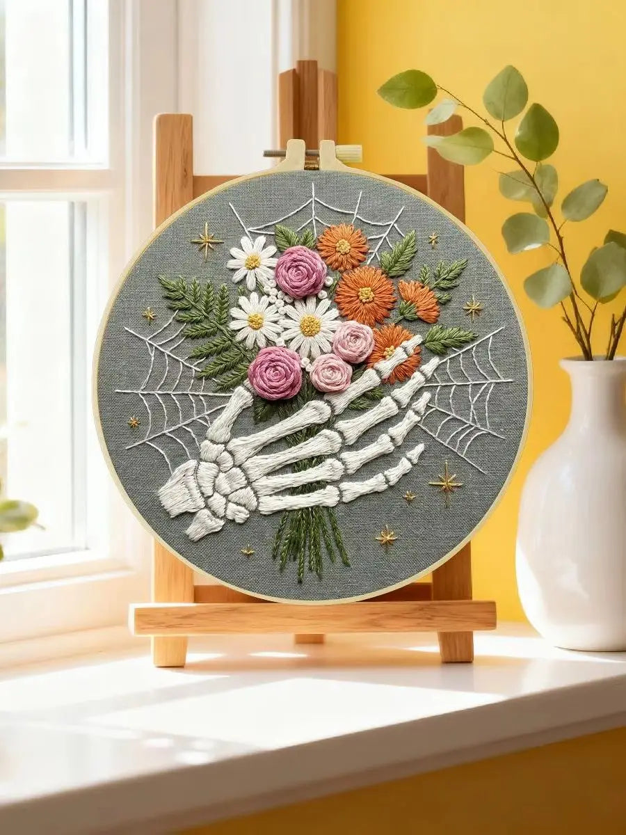 Floral Skeleton Hand Embroidery Kit
