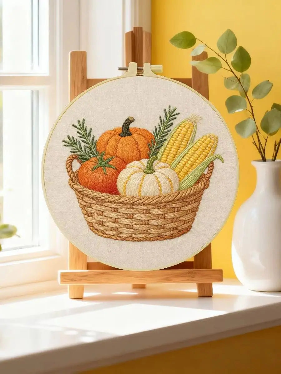 Autumn Harvest Basket Embroidery Kit