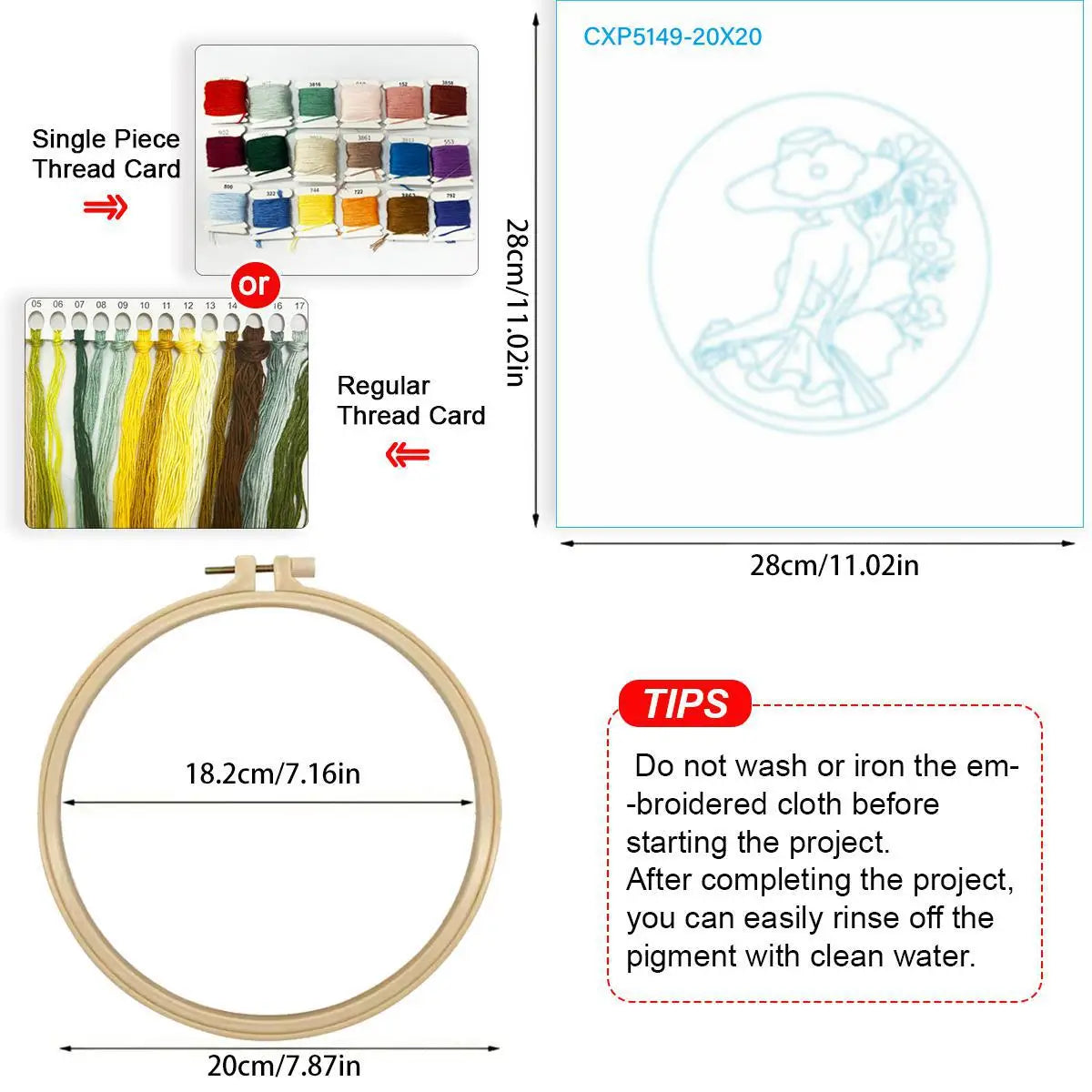 Blue Hat Lady Embroidery Kit