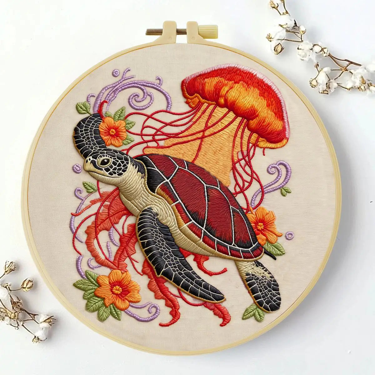 Sea Turtle & Jellyfish Embroidery Kit