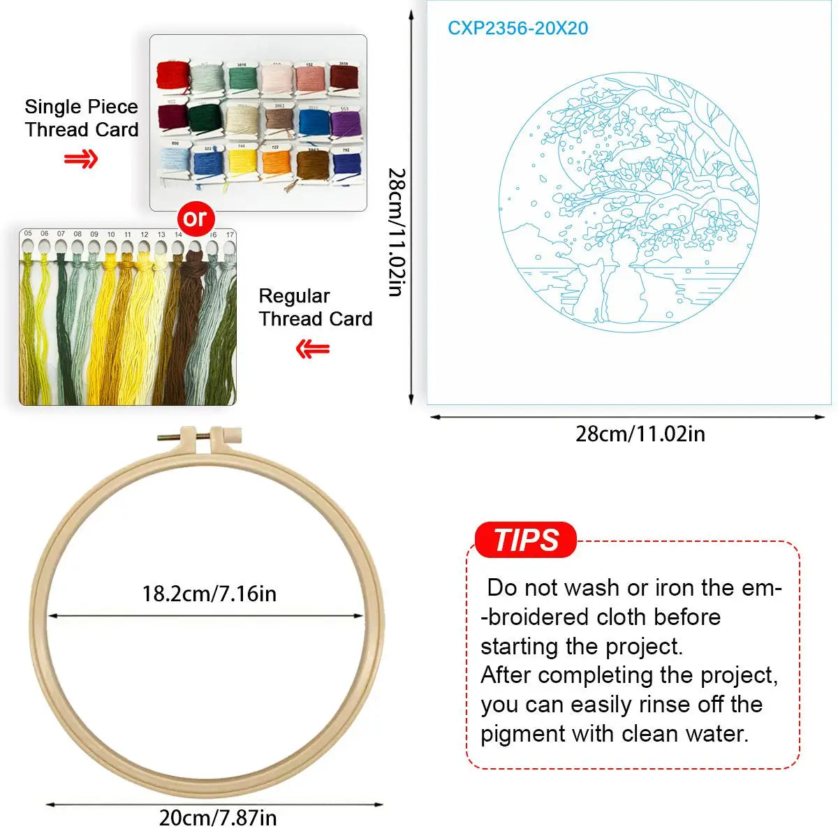 Cherry Blossom Moonlight Embroidery Kit – Peaceful Boy & Dog DIY Hand Embroidery Hoop Art Set