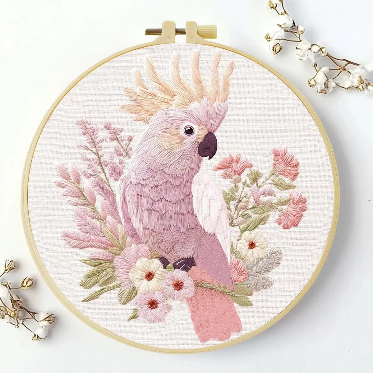 Blush Cockatoo Embroidery Kit