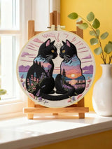 Midnight Soulmates Cat Embroidery Kit