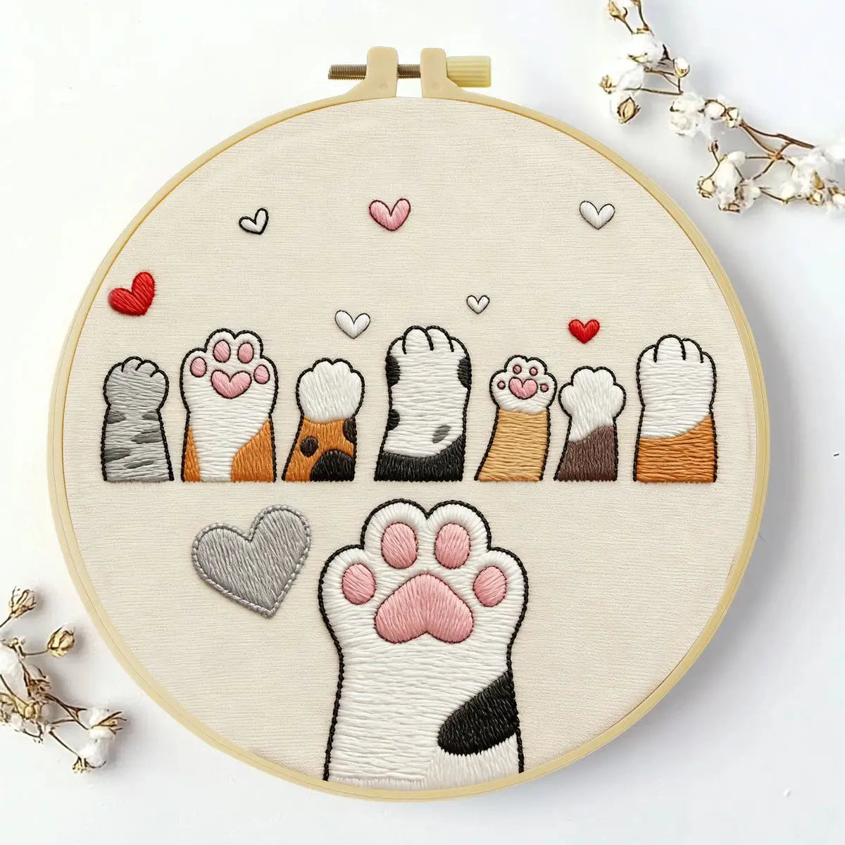 Cute Cat Paws Embroidery Kit