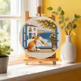 Seaside Window Cat Embroidery Kit