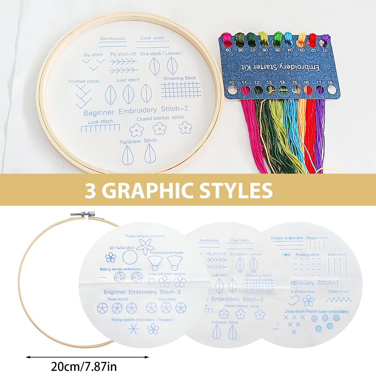 3-Piece Beginner Embroidery Technique Kit