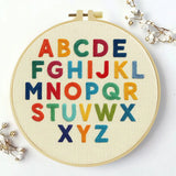 Alphabet Learning Embroidery Kit – Colorful ABC DIY Hand Embroidery Hoop Art Set
