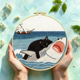 Cat vs. Shark Embroidery Kit