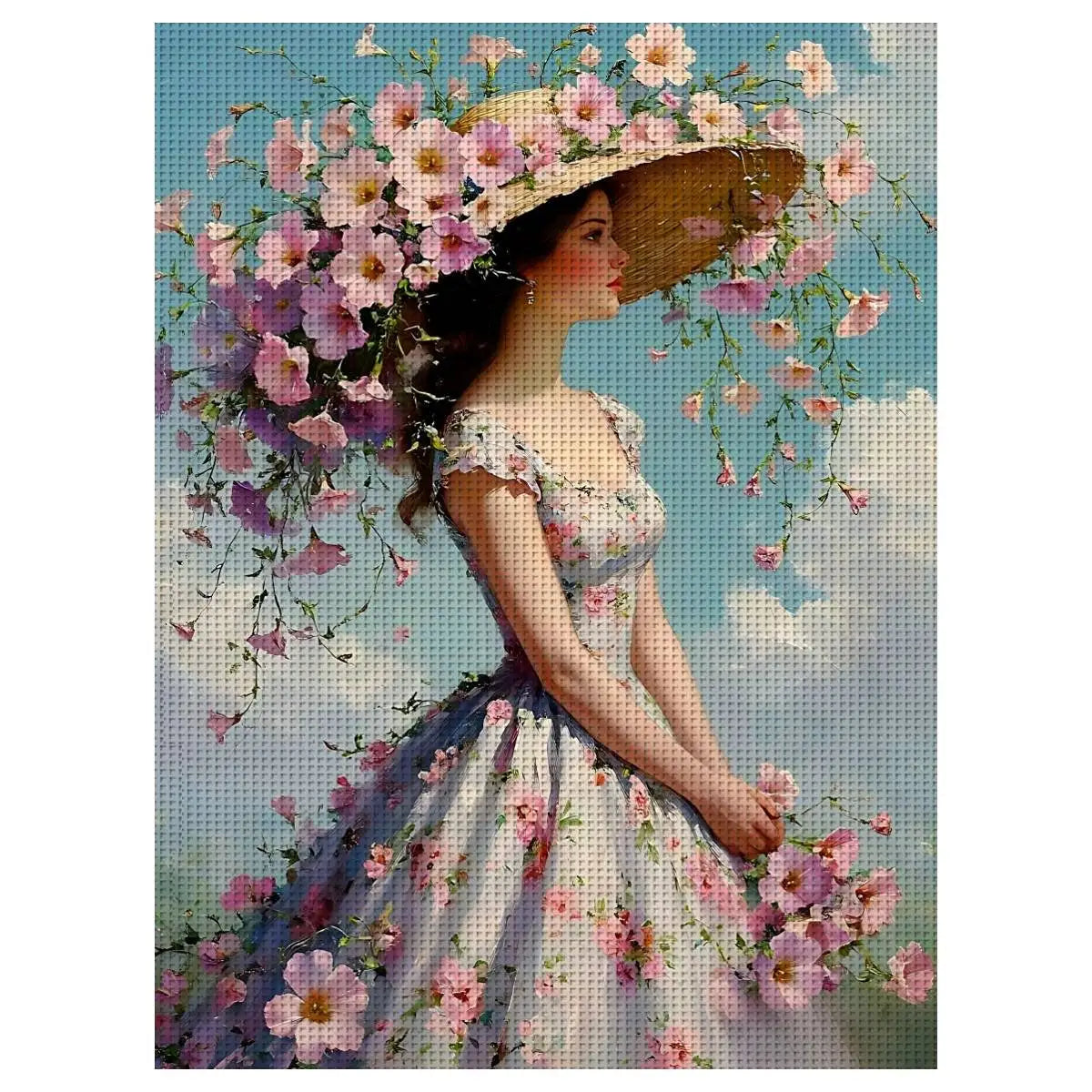 Floral Hat Lady Cross Stitch Kit 🌸👒🧵