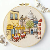 Montmartre Café Embroidery Kit – Paris Street DIY Hand Embroidery Hoop Art Set
