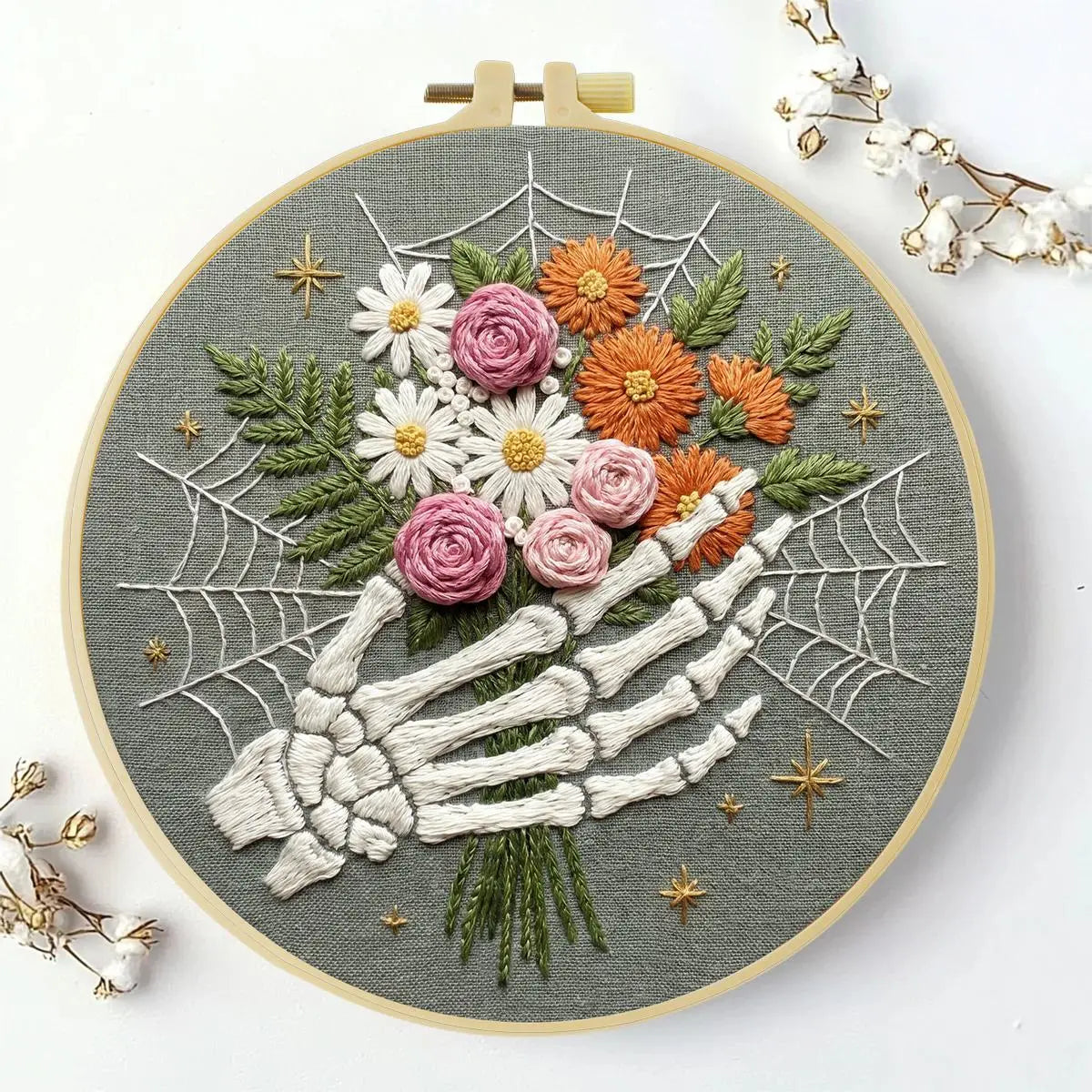Floral Skeleton Hand Embroidery Kit
