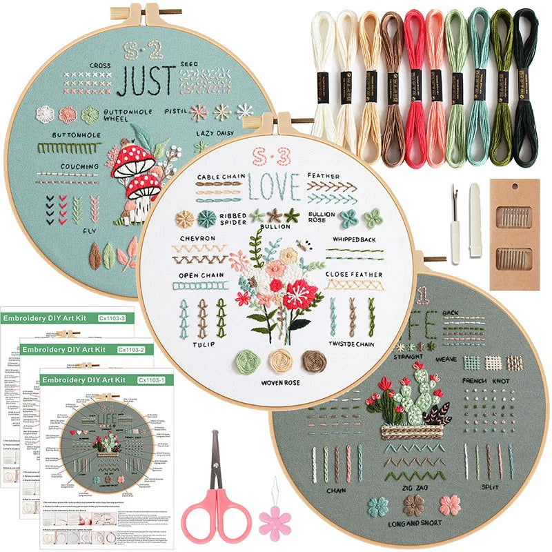 3-Piece Beginner Embroidery Stitch Practice Kit