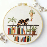 Book Nook Cat Embroidery Kit