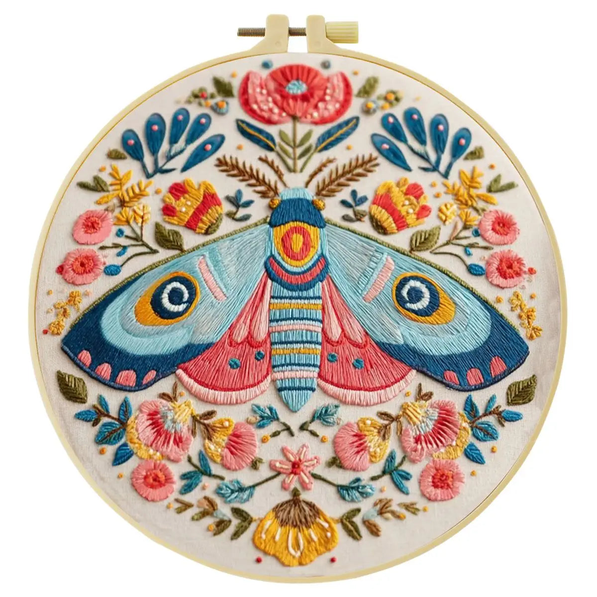 Colorful Folk Moth Embroidery Kit