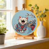 Smiling Kimono Cat Embroidery Kit