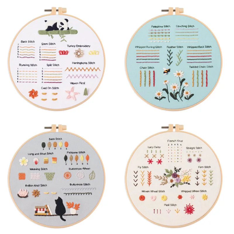 4-Piece Beginner Embroidery Stitch Sampler Kit