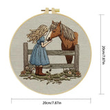 Girl & Horse Embroidery Kit – Heartwarming Equestrian DIY Hand Embroidery Hoop Art Set