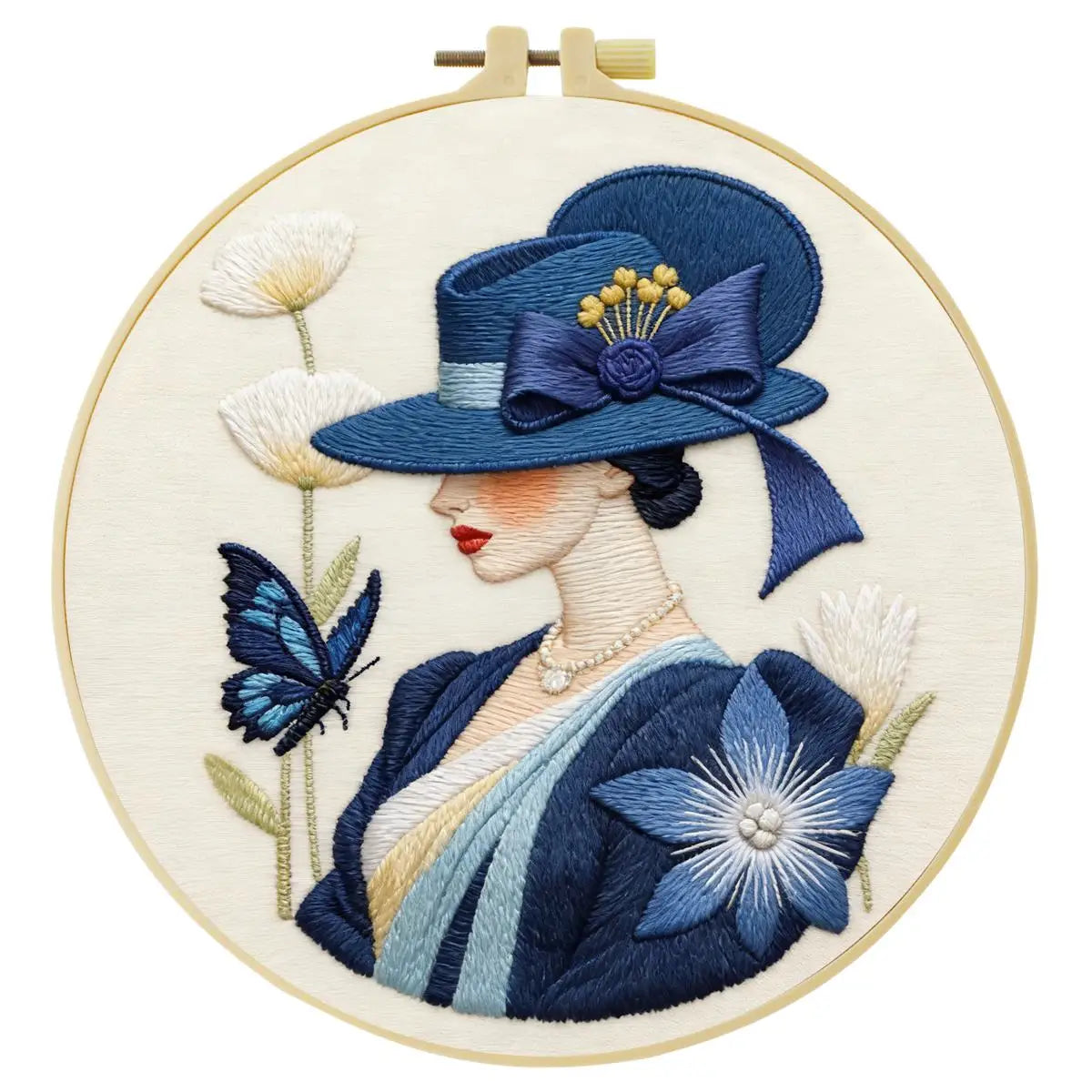 Elegant Lady in Blue Embroidery Kit