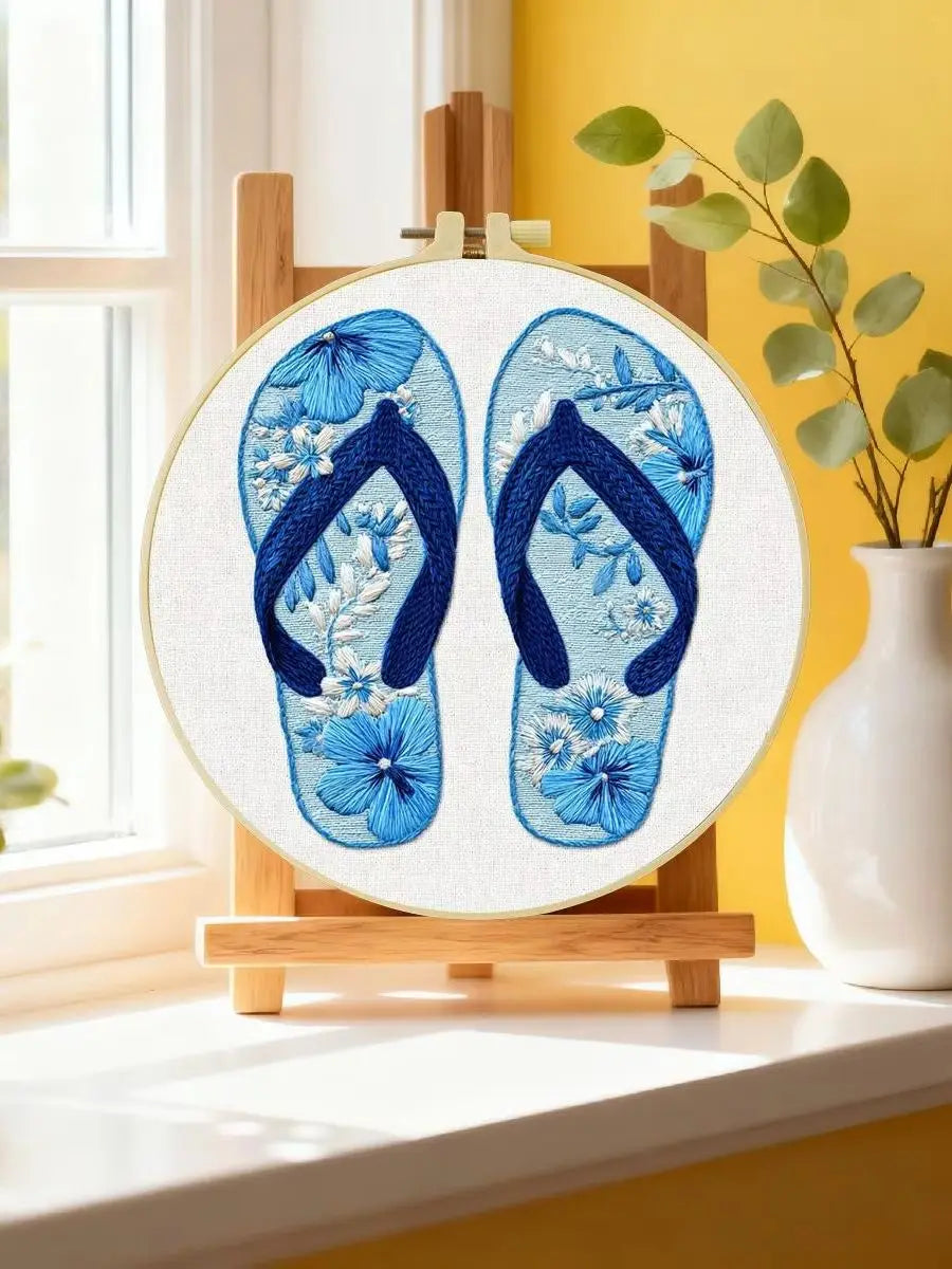 Coastal Blue Flip-Flops Embroidery Kit 🌊🩴