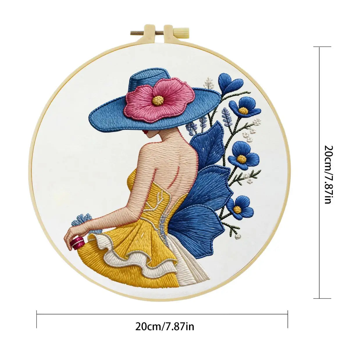 Blue Hat Lady Embroidery Kit
