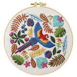 Tropical Macaw Embroidery Kit – Colorful Parrot DIY Hand Embroidery Hoop Art Set
