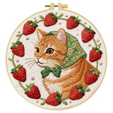 Strawberry Cat Embroidery Kit