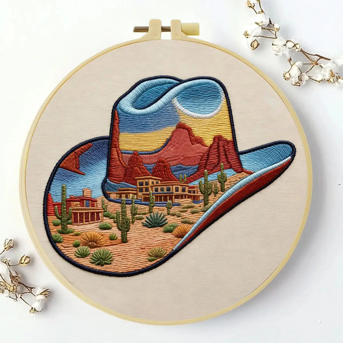 Desert Cowboy Hat Embroidery Kit