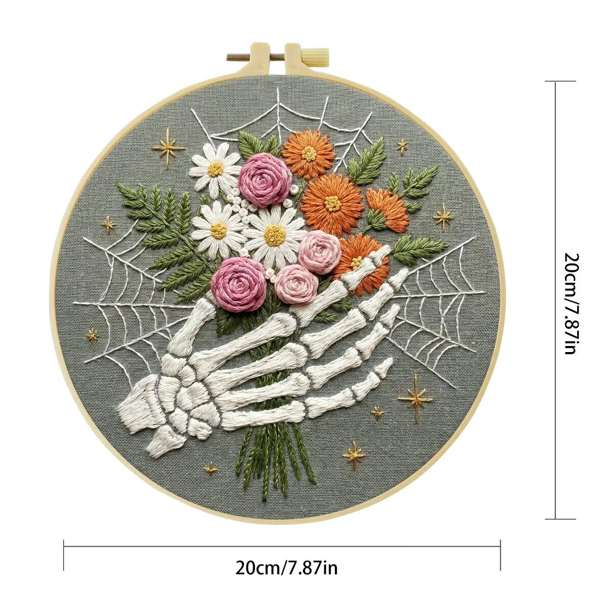 Floral Skeleton Hand Embroidery Kit