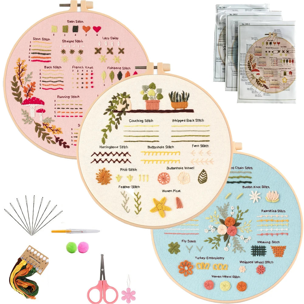 3/4pcs Beginner Embroidery Starter Kit