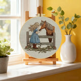 Girl & Horse Embroidery Kit – Heartwarming Equestrian DIY Hand Embroidery Hoop Art Set