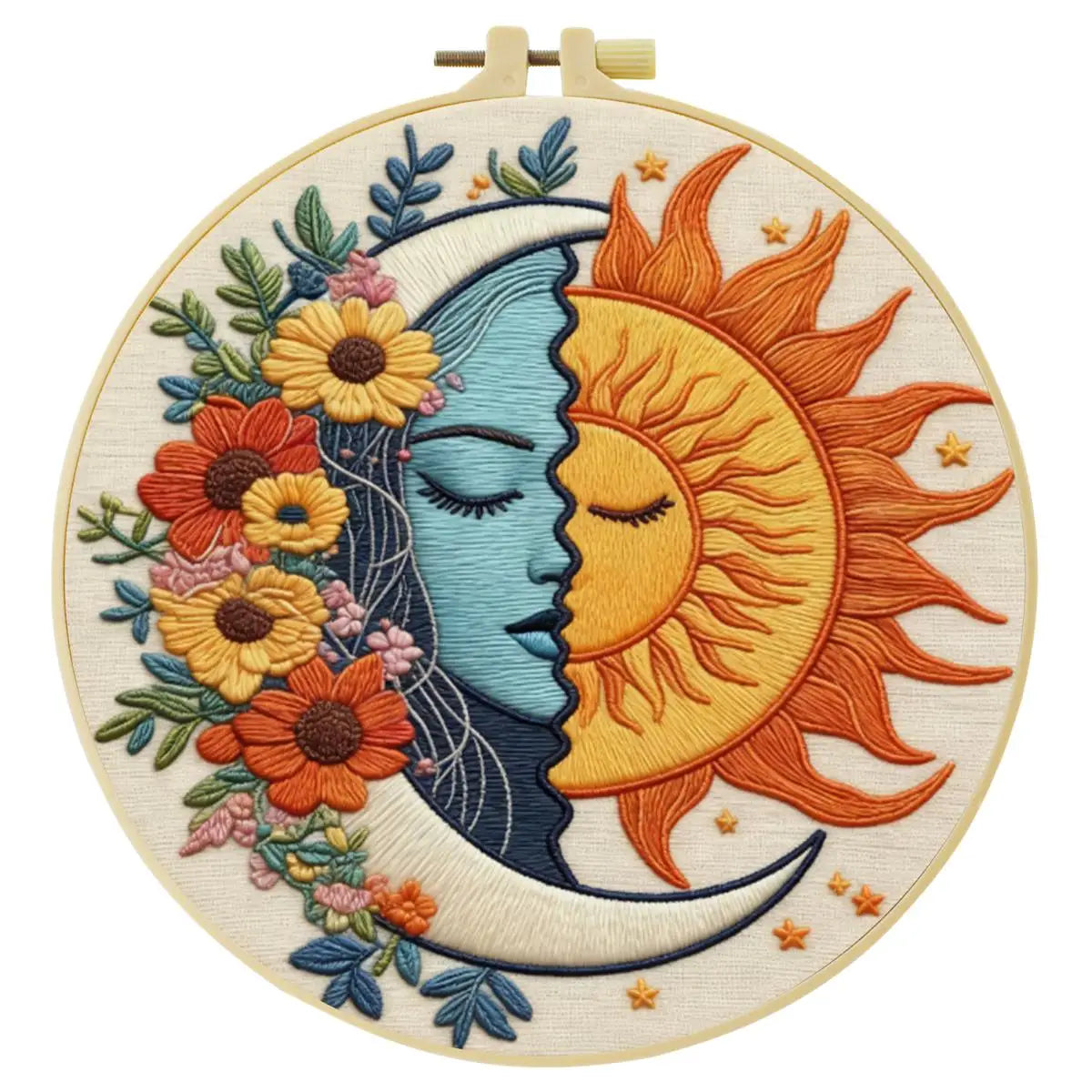 Celestial Sun & Moon Embroidery Kit 🌞🌙🌼