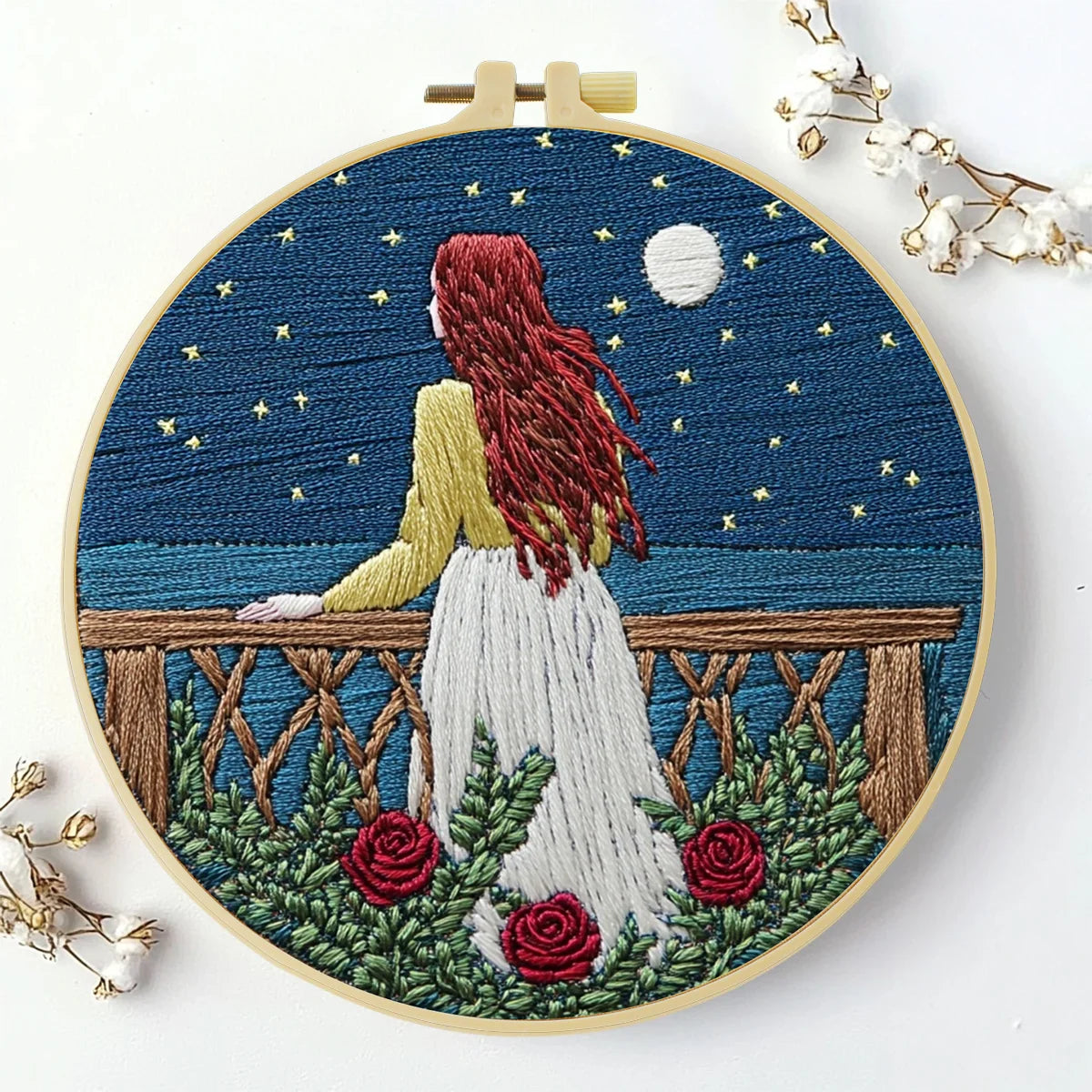 Lavender Field Embroidery DIY Kit – Beginner Floral Stitching Kit with Hoop & Pattern