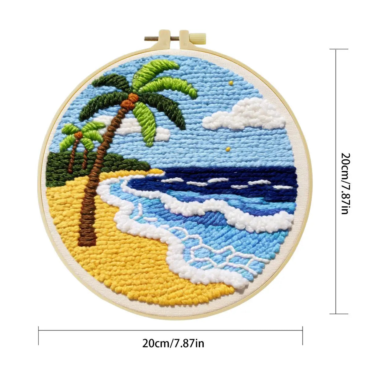20X20CM/7.87inch Beach punch needle embroidery set kit Stitch Embroidery Knitted embroidery DIY handmade gift Needle Art