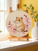 Cherry Blossom Hamster Embroidery Kit – Cute Spring Floral Animal Design
