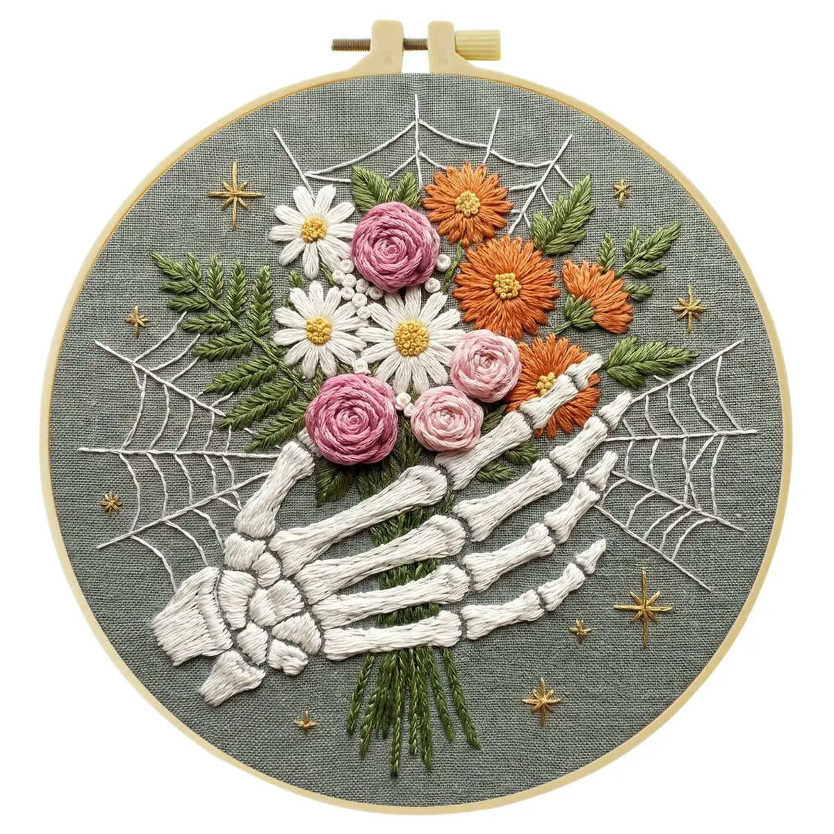 Floral Skeleton Hand Embroidery Kit