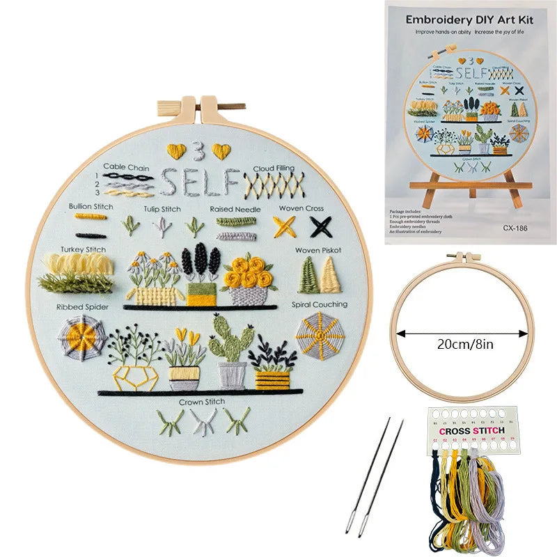 3-Piece Beginner Embroidery Stitch Learning Kit