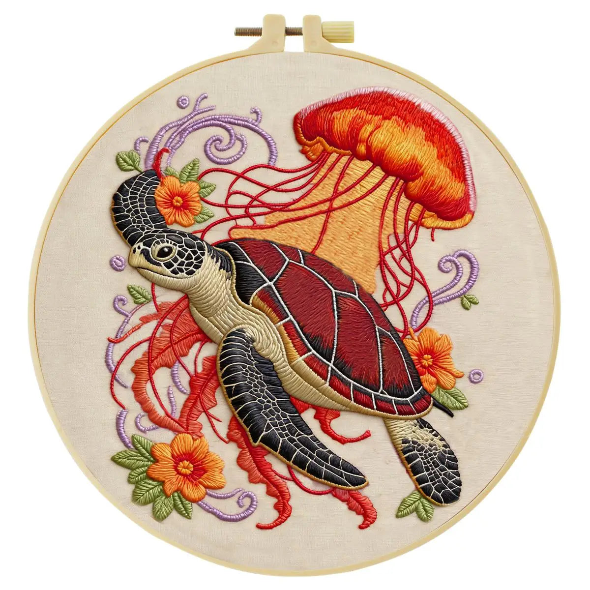 Sea Turtle & Jellyfish Embroidery Kit