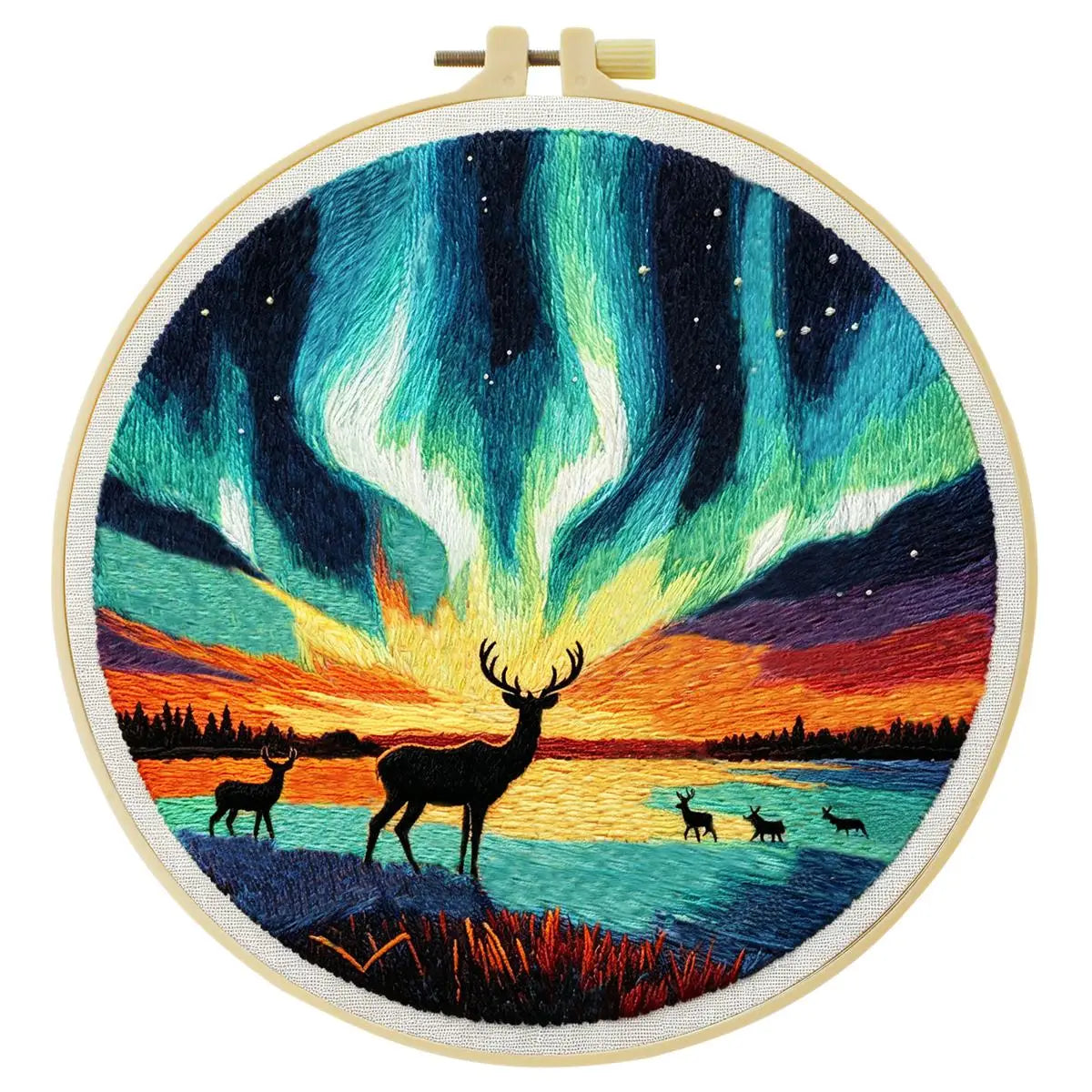 Northern Lights Deer Embroidery Kit